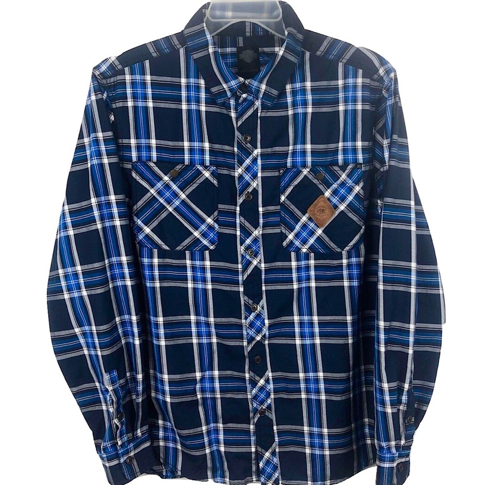 Harley-Davidson Western Button Up Shirt Blue Large - Picture 1 of 4